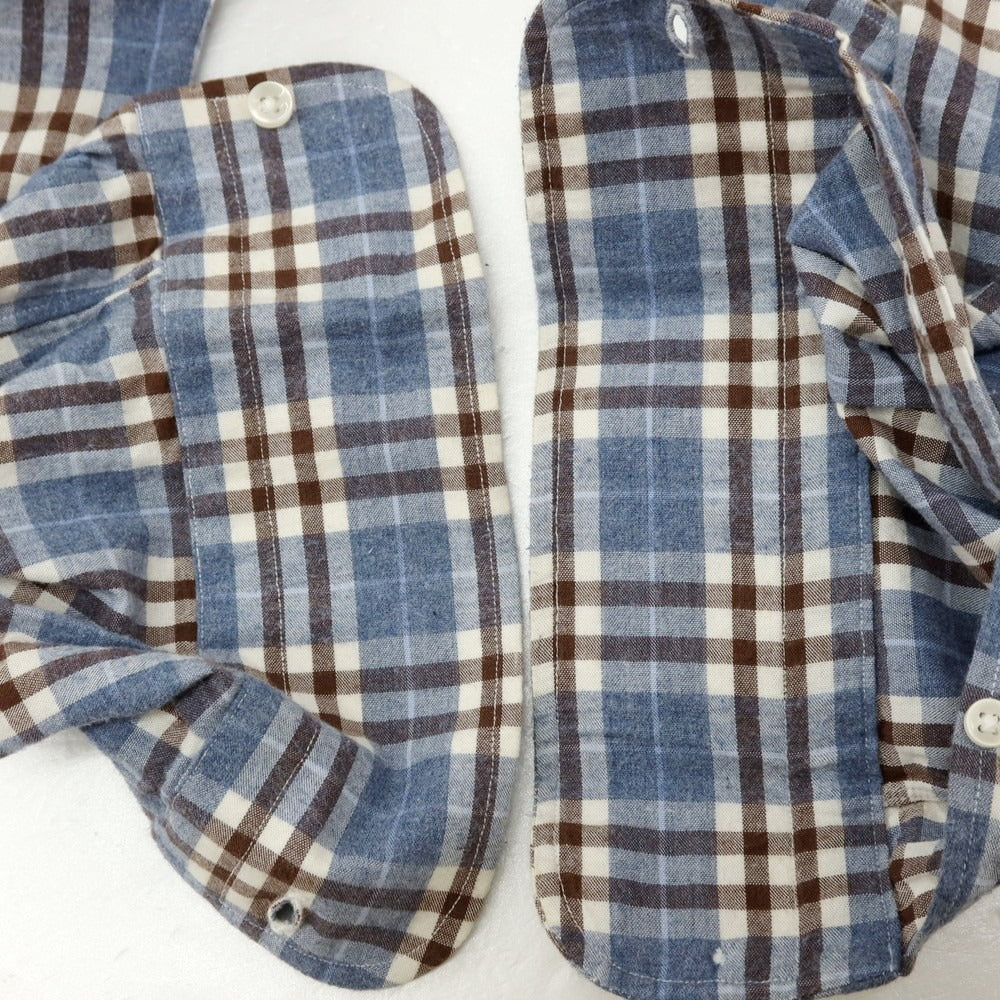 【中古】ビームスエフ BEAMS F コットン チェック ホリゾンタルカラー カジュアルシャツ ネイビーxブラウン【サイズM】【 状態ランクC 】【 メンズ 】[APD]