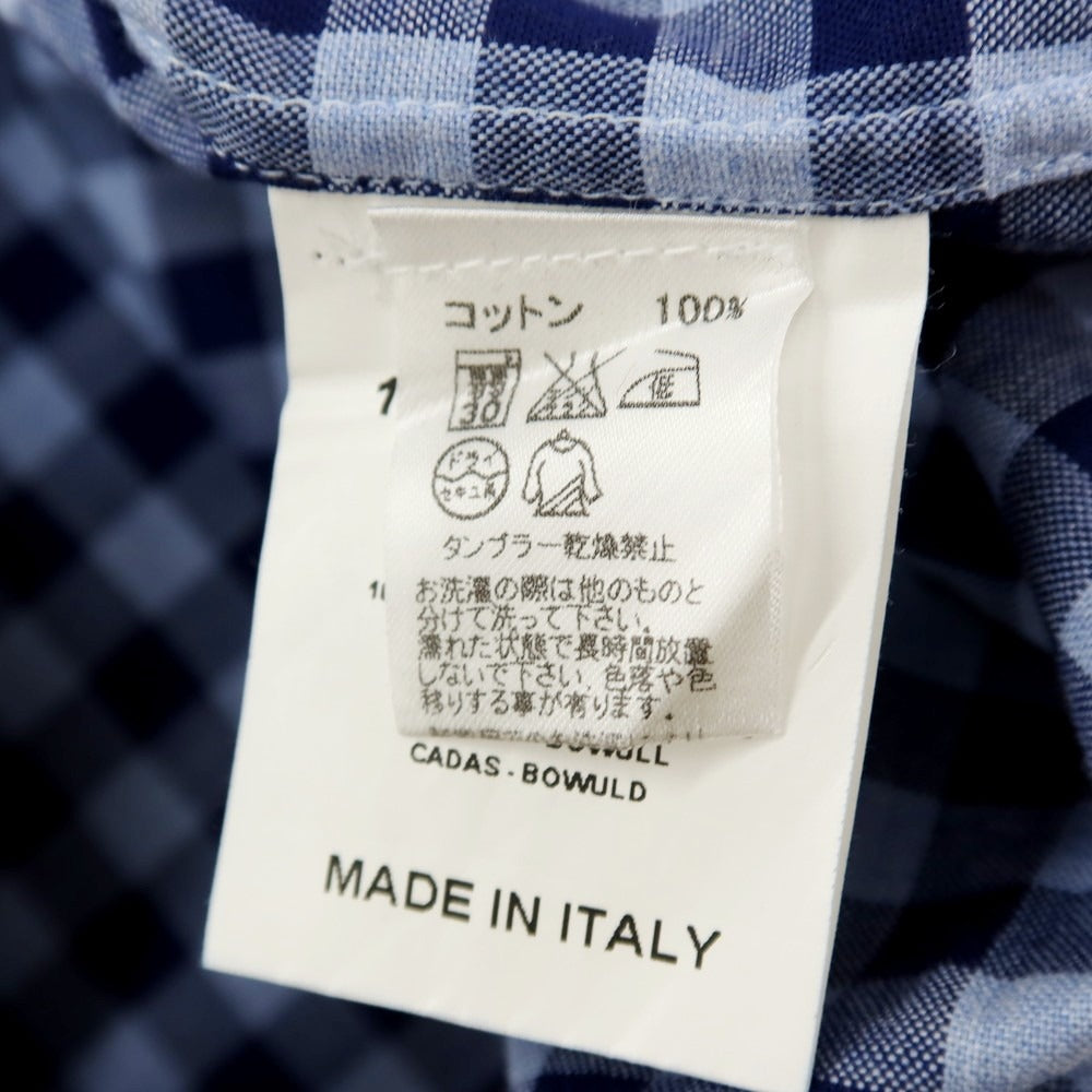 【中古】ギローバー GUY ROVER コットン ギンガムチェック ワイドカラー カジュアルシャツ ブルーxネイビー【サイズM】【 状態ランクB 】【 メンズ 】