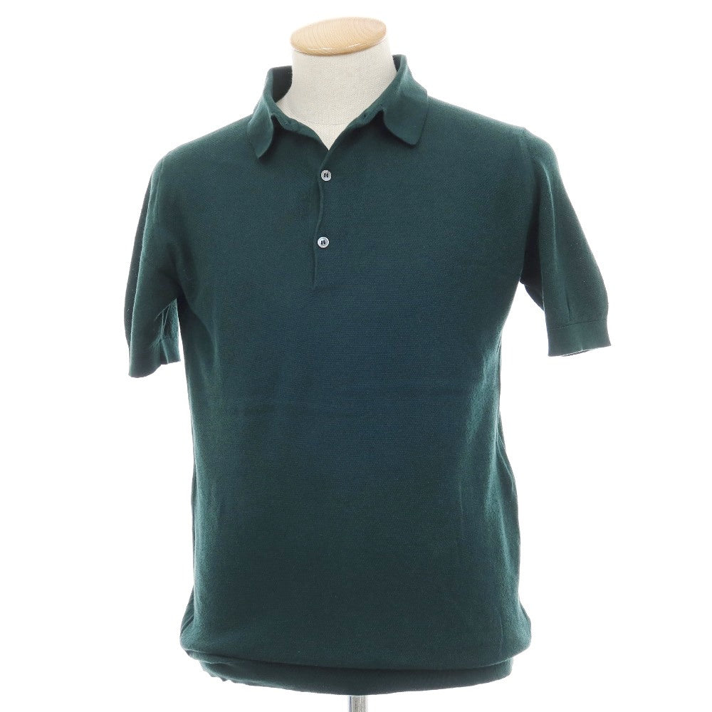 【中古】ジョンスメドレー JOHN SMEDLEY シーアイランドコットン 半袖 ポロニット グリーン【サイズS】【 状態ランクC 】【 メンズ 】