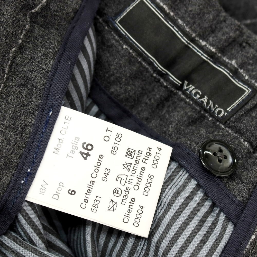 【中古】ヴィガーノ VIGANO ストレッチウール ストライプ カジュアルスラックスパンツ ダークグレー【サイズ46】【 状態ランクC 】【 メンズ 】[APD]