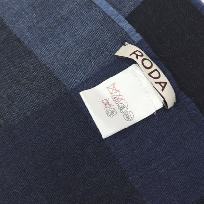 【中古】ロダ RODA ウールモダールコットン ブロックチェック ストール ネイビー系【 状態ランクB 】【 メンズ 】