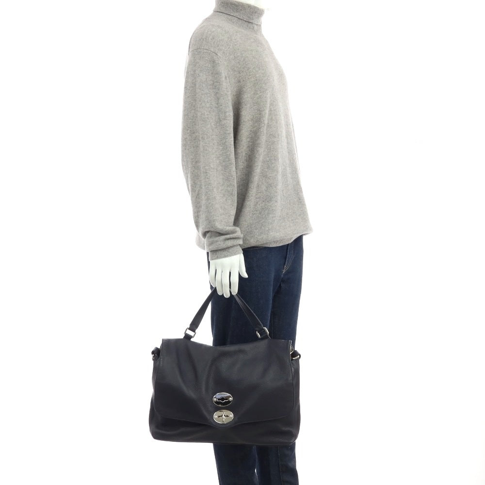 【中古】ザネラート ZANELLATO POSTINA レザー ショルダーバッグ ネイビー【 状態ランクB 】【 ユニセックス 】