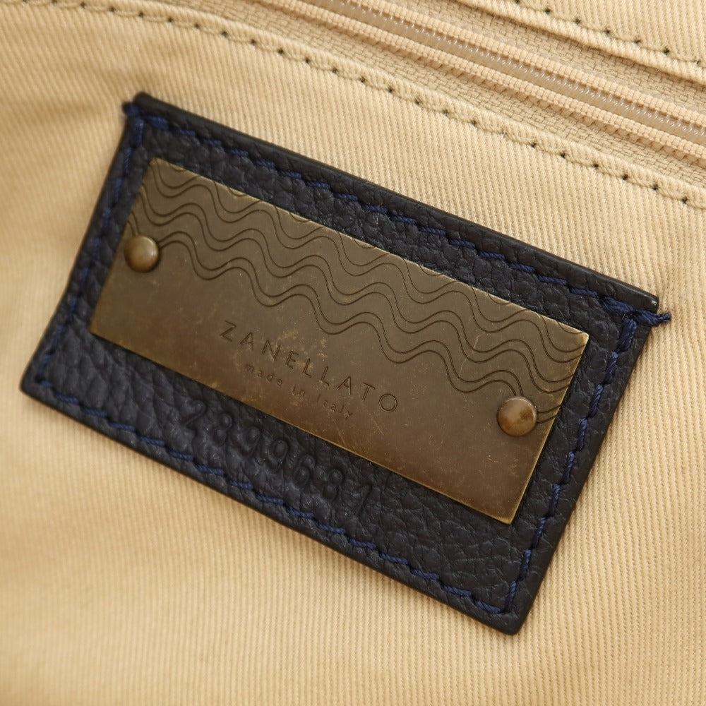 【中古】ザネラート ZANELLATO POSTINA レザー スエード ショルダーバッグ ネイビー【 状態ランクB 】【 ユニセックス 】