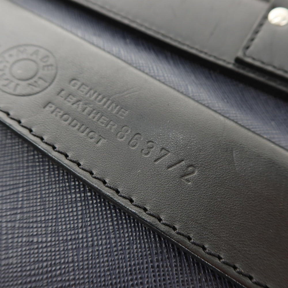 【中古】フェリージ Felisi 8637/2 PVC レザー ブリーフケース ネイビーxブラック【 状態ランクB 】【 メンズ 】