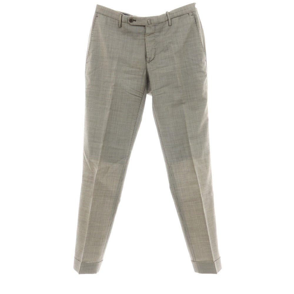 【中古】インコテックス INCOTEX SUPER100’S ウール ハウンドトゥース ドレススラックスパンツ アイボリーxブラック【サイズ46】【 状態ランクC 】【 メンズ 】