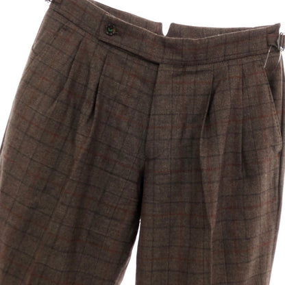 【中古】ベルウィッチ BERWICH ウール チェック ドレススラックスパンツ ブラウンxレッド系【サイズ44】【 状態ランクB 】【 メンズ 】