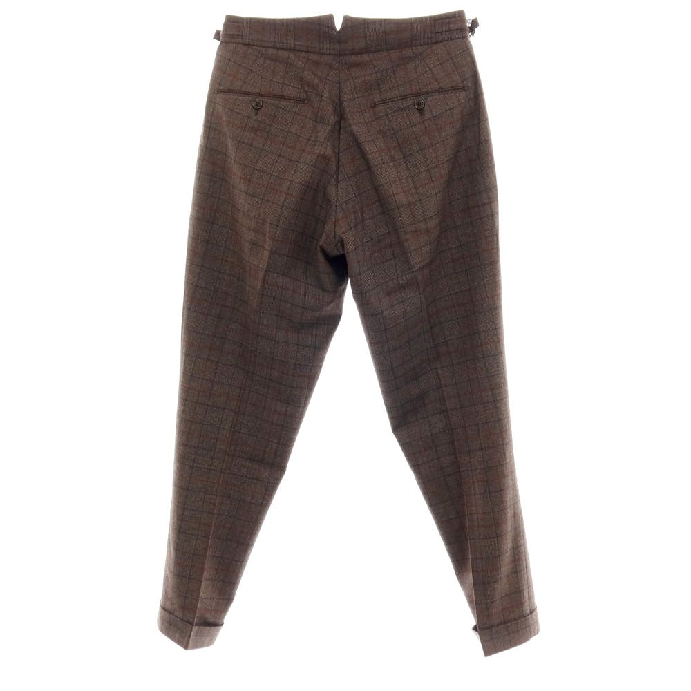 【中古】ベルウィッチ BERWICH ウール チェック ドレススラックスパンツ ブラウンxレッド系【サイズ44】【 状態ランクB 】【 メンズ 】