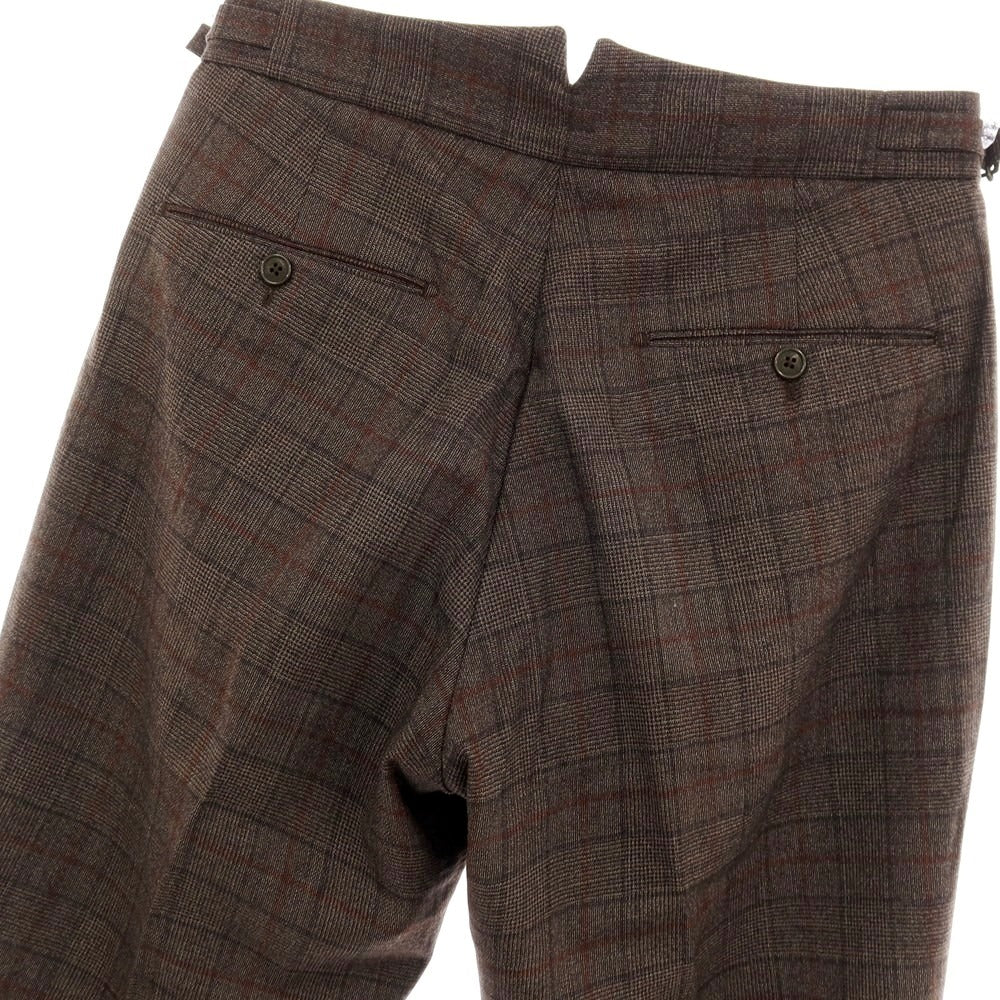 【中古】ベルウィッチ BERWICH ウール チェック ドレススラックスパンツ ブラウンxレッド系【サイズ44】【 状態ランクB 】【 メンズ 】