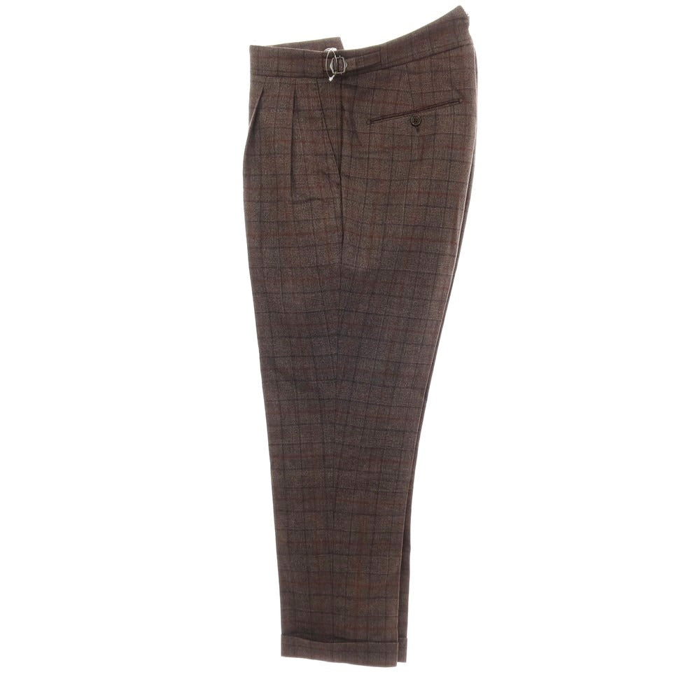 【中古】ベルウィッチ BERWICH ウール チェック ドレススラックスパンツ ブラウンxレッド系【サイズ44】【 状態ランクB 】【 メンズ 】