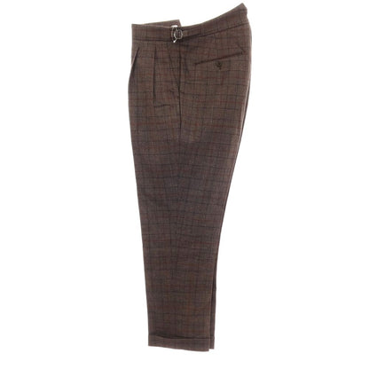 【中古】ベルウィッチ BERWICH ウール チェック ドレススラックスパンツ ブラウンxレッド系【サイズ44】【 状態ランクB 】【 メンズ 】