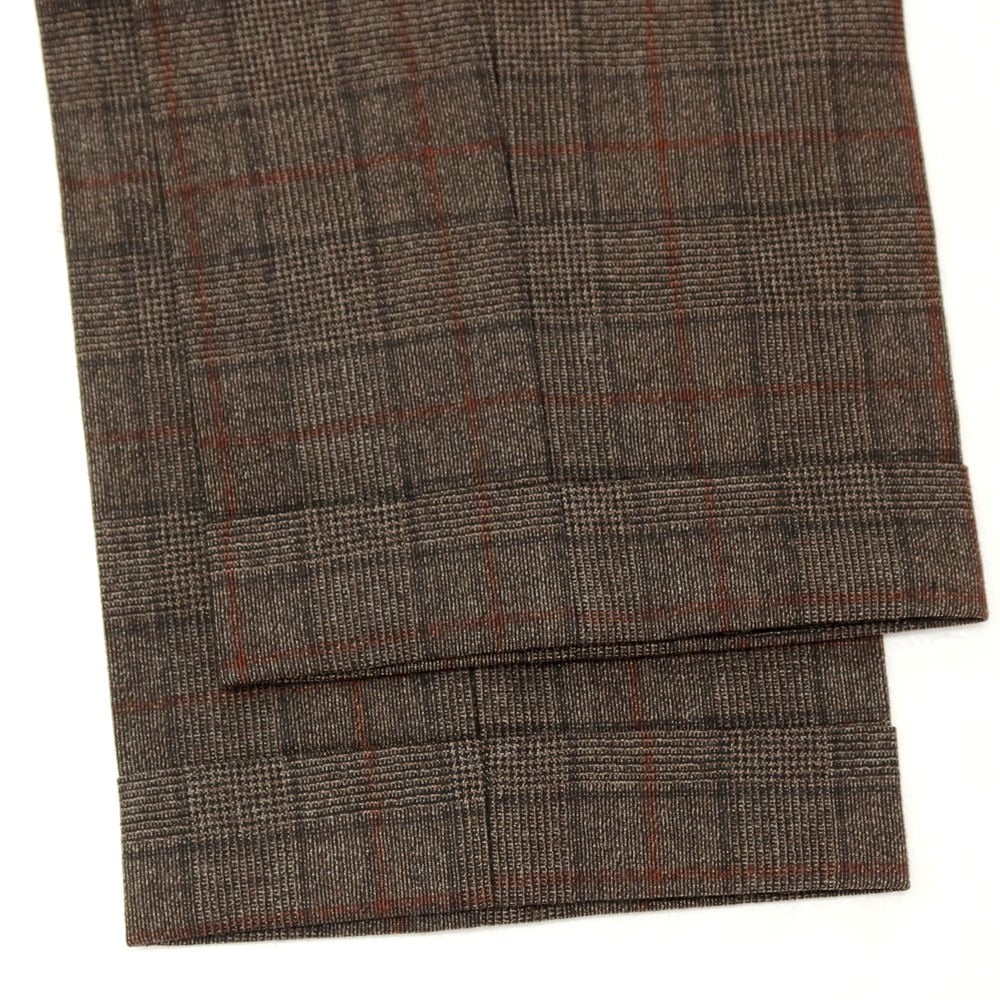 【中古】ベルウィッチ BERWICH ウール チェック ドレススラックスパンツ ブラウンxレッド系【サイズ44】【 状態ランクB 】【 メンズ 】