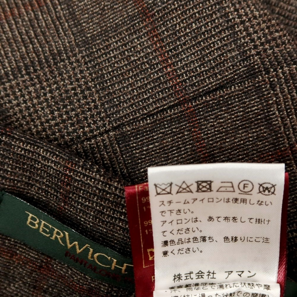 【中古】ベルウィッチ BERWICH ウール チェック ドレススラックスパンツ ブラウンxレッド系【サイズ44】【 状態ランクB 】【 メンズ 】