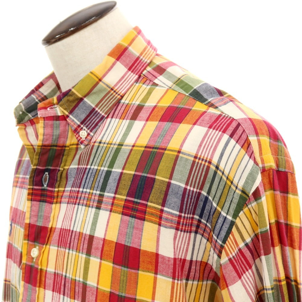 【中古】ポロ ラルフローレン Polo Ralph Lauren BEAMS別注 コットン チェック ボタンダウン カジュアルシャツ イエローxレッド【サイズL】【 状態ランクB 】【 メンズ 】