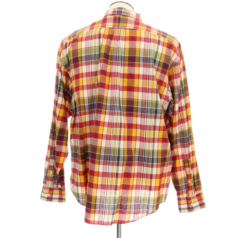 【中古】ポロ ラルフローレン Polo Ralph Lauren BEAMS別注 コットン チェック ボタンダウン カジュアルシャツ イエローxレッド【サイズL】【 状態ランクB 】【 メンズ 】[CPD]