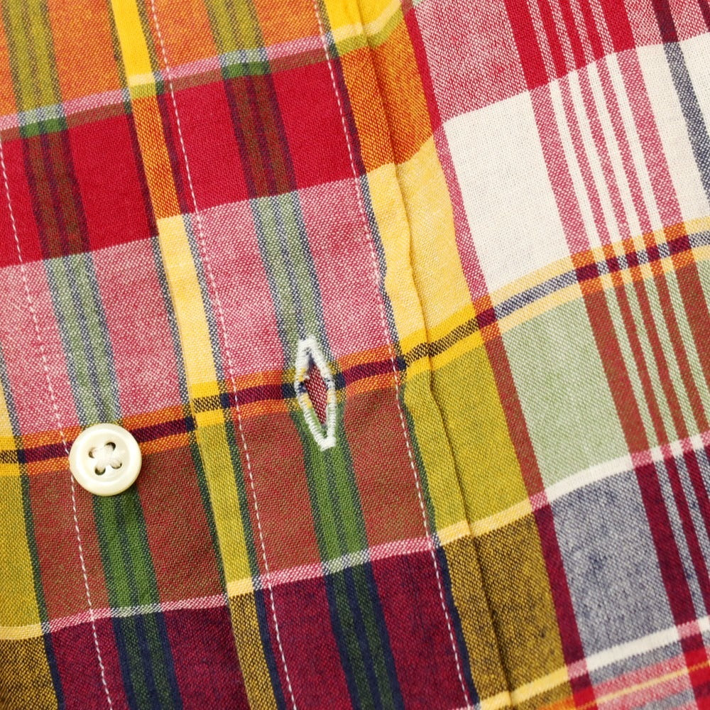 【中古】ポロ ラルフローレン Polo Ralph Lauren BEAMS別注 コットン チェック ボタンダウン カジュアルシャツ イエローxレッド【サイズL】【 状態ランクB 】【 メンズ 】