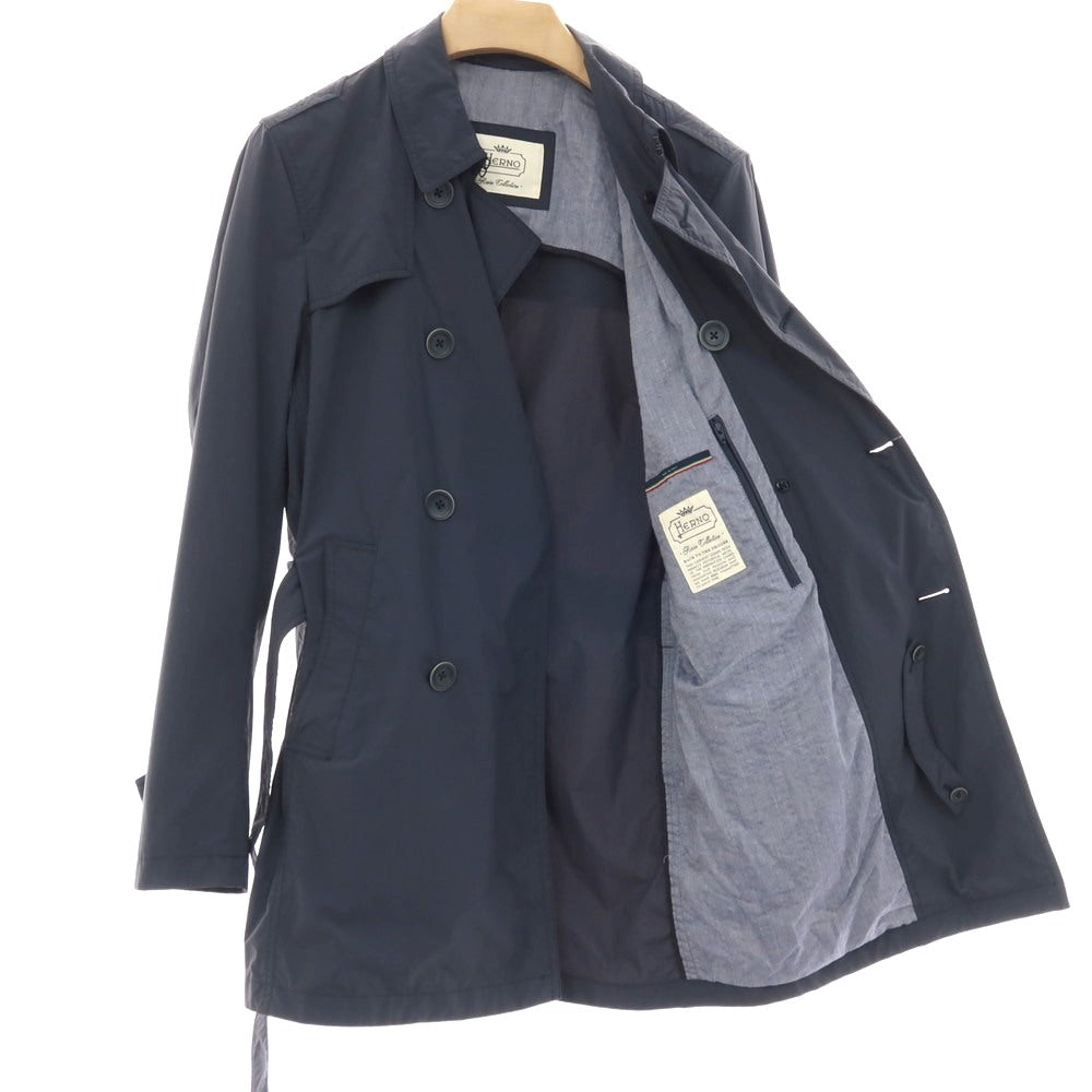 【中古】ヘルノ Herno ナイロン トレンチコート ネイビー【サイズ46】【 状態ランクC 】【 メンズ 】