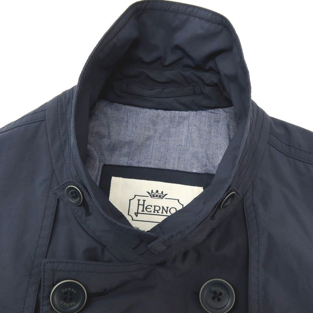 【中古】ヘルノ Herno ナイロン トレンチコート ネイビー【サイズ46】【 状態ランクC 】【 メンズ 】