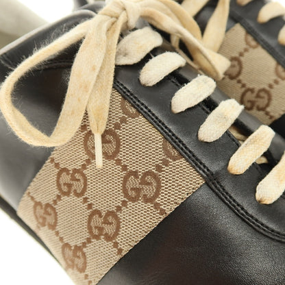 【中古】グッチ GUCCI レザー スニーカー ブラック【サイズ41 1/2】【 状態ランクD 】【 メンズ 】