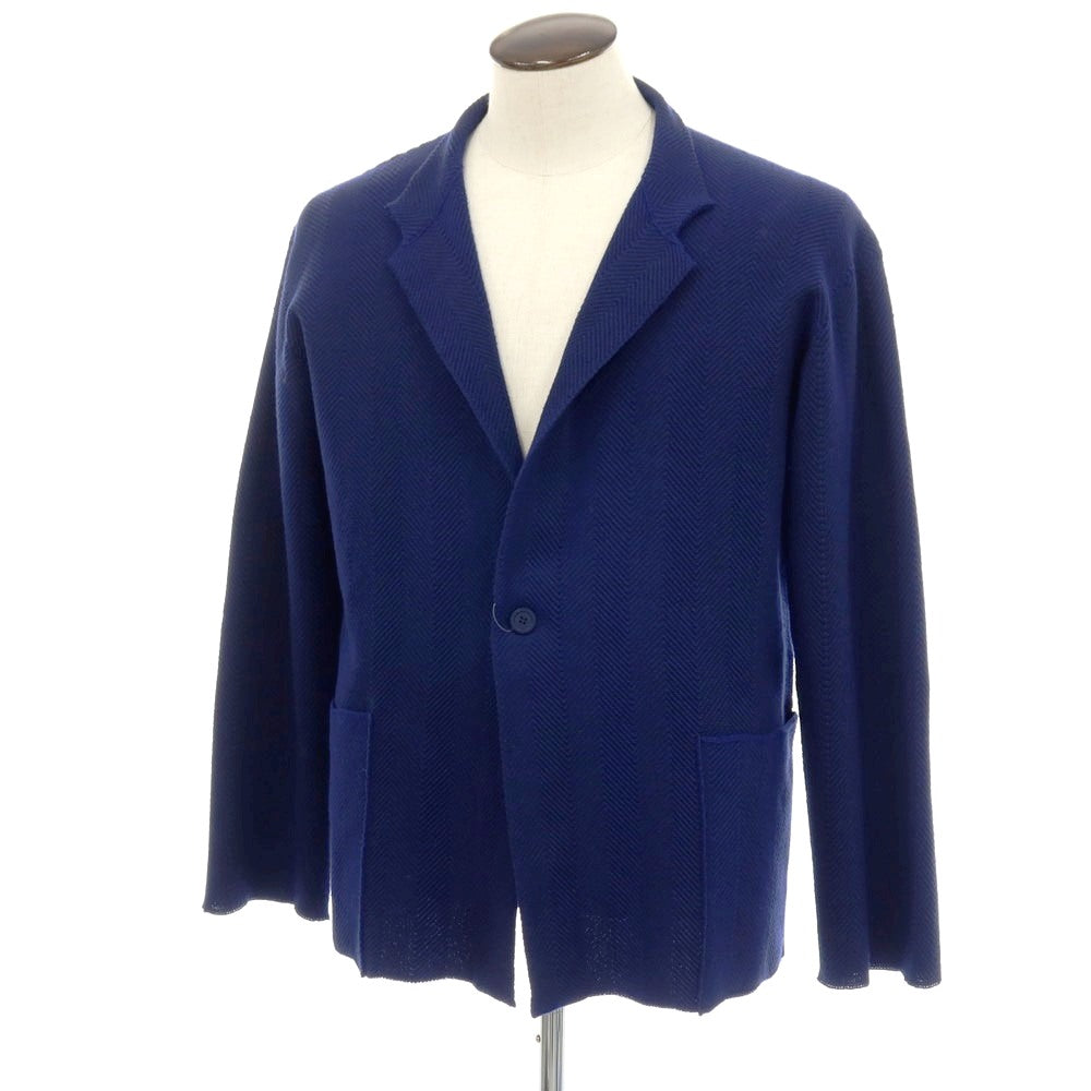 【中古】オム プリッセ イッセイミヤケ HOMME PLISSE ISSEY MIYAKE 2026年春夏 ポリエステル系 ヘリンボーン 1B ニットジャケット ロイヤルブルー【サイズ表記なし（L位）】【 状態ランクA 】【 メンズ 】