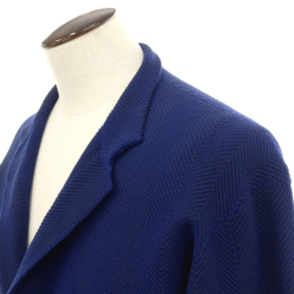 【中古】オム プリッセ イッセイミヤケ HOMME PLISSE ISSEY MIYAKE 2026年春夏 ポリエステル系 ヘリンボーン 1B ニットジャケット ロイヤルブルー【サイズ表記なし（L位）】【 状態ランクA 】【 メンズ 】