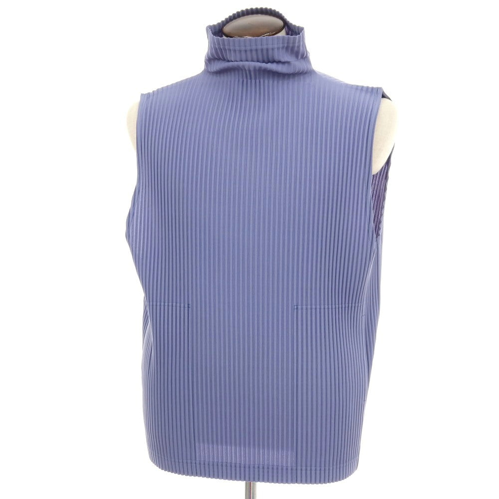 【中古】オム プリッセ イッセイミヤケ HOMME PLISSE ISSEY MIYAKE 2026年春夏 ポリエステル系 プリーツ ハイネック ノースリーブトップ ブルーバイオレット【サイズ表記なし(L位)】【 状態ランクA 】【 メンズ 】