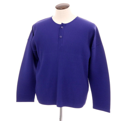 【中古】オム プリッセ イッセイミヤケ HOMME PLISSE ISSEY MIYAKE 2026年春夏 プリーツ ヘンリーネック 長袖カットソー ロイヤルブルー【サイズ表記なし(L位)】【 状態ランクA 】【 メンズ 】