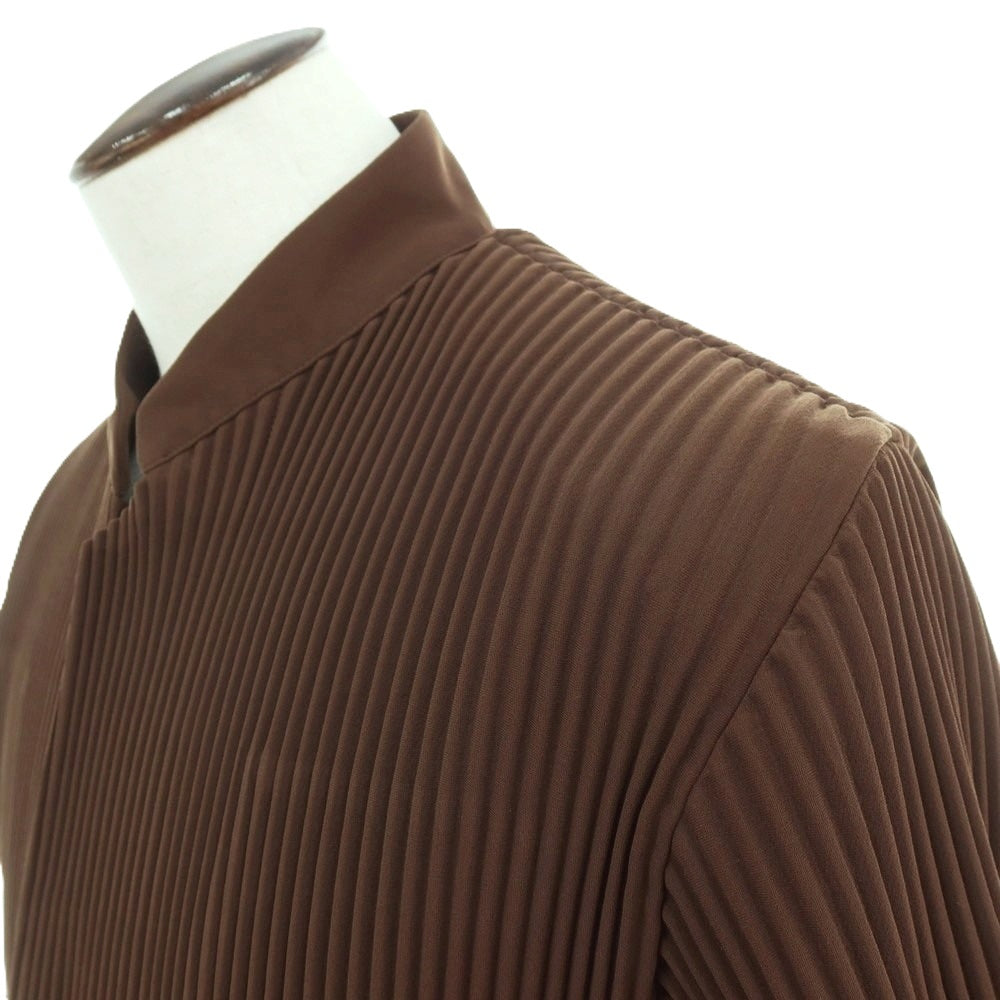 【中古】オム プリッセ イッセイミヤケ HOMME PLISSE ISSEY MIYAKE 2026年春夏 ポリエステル系 プリーツ 3B マオカラージャケット ブラウン【サイズ表記なし(L位)】【 状態ランクA 】【 メンズ 】