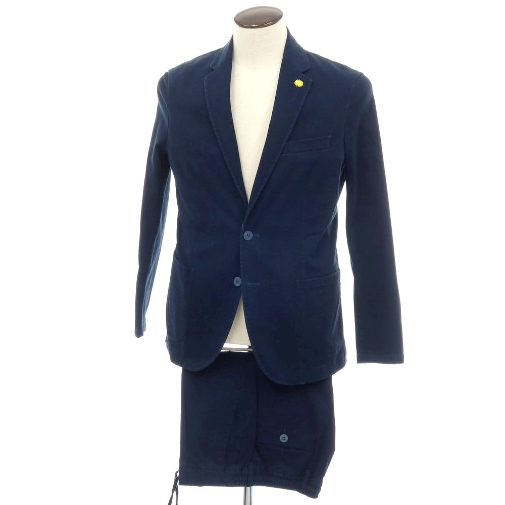 【中古】ジャンネット giannetto CORALLO ストレッチ コットン 2つボタンスーツ セットアップ ネイビー【サイズ50】【 状態ランクB 】【 メンズ 】