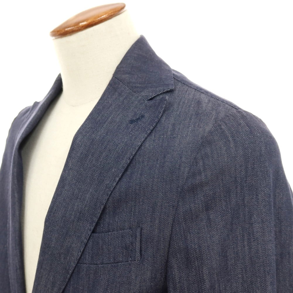 【中古】エリコフォルミコラ ERRICO FORMICOLA ストレッチ コットンレーヨン デニム 2つボタンスーツ セットアップ ネイビー【サイズ46】【 状態ランクB 】【 メンズ 】