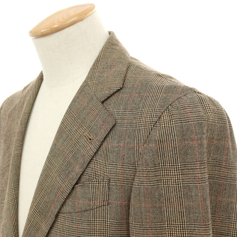 【中古】ラベラ サルトリア ナポレターナ La vera Sartoria Napoletana ウール グレンチェック 3つボタンスーツ ベージュxブラック【サイズ44】【 状態ランクC 】【 メンズ 】