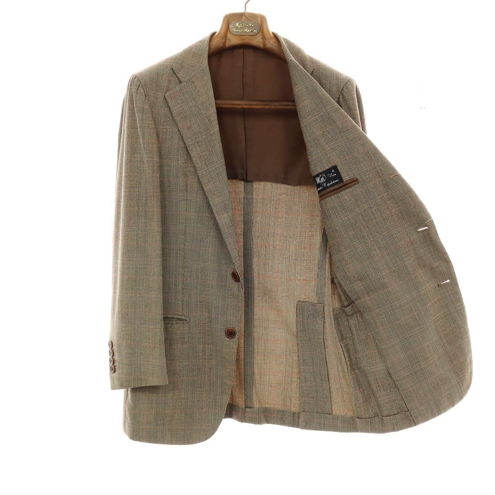 【中古】ラベラ サルトリア ナポレターナ La vera Sartoria Napoletana ウール グレンチェック 3つボタンスーツ ベージュxブラック【サイズ44】【 状態ランクC 】【 メンズ 】
