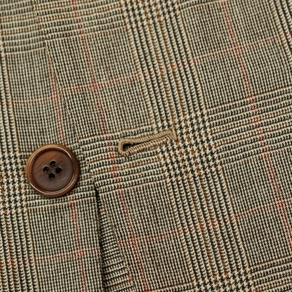 【中古】ラベラ サルトリア ナポレターナ La vera Sartoria Napoletana ウール グレンチェック 3つボタンスーツ ベージュxブラック【サイズ44】【 状態ランクC 】【 メンズ 】