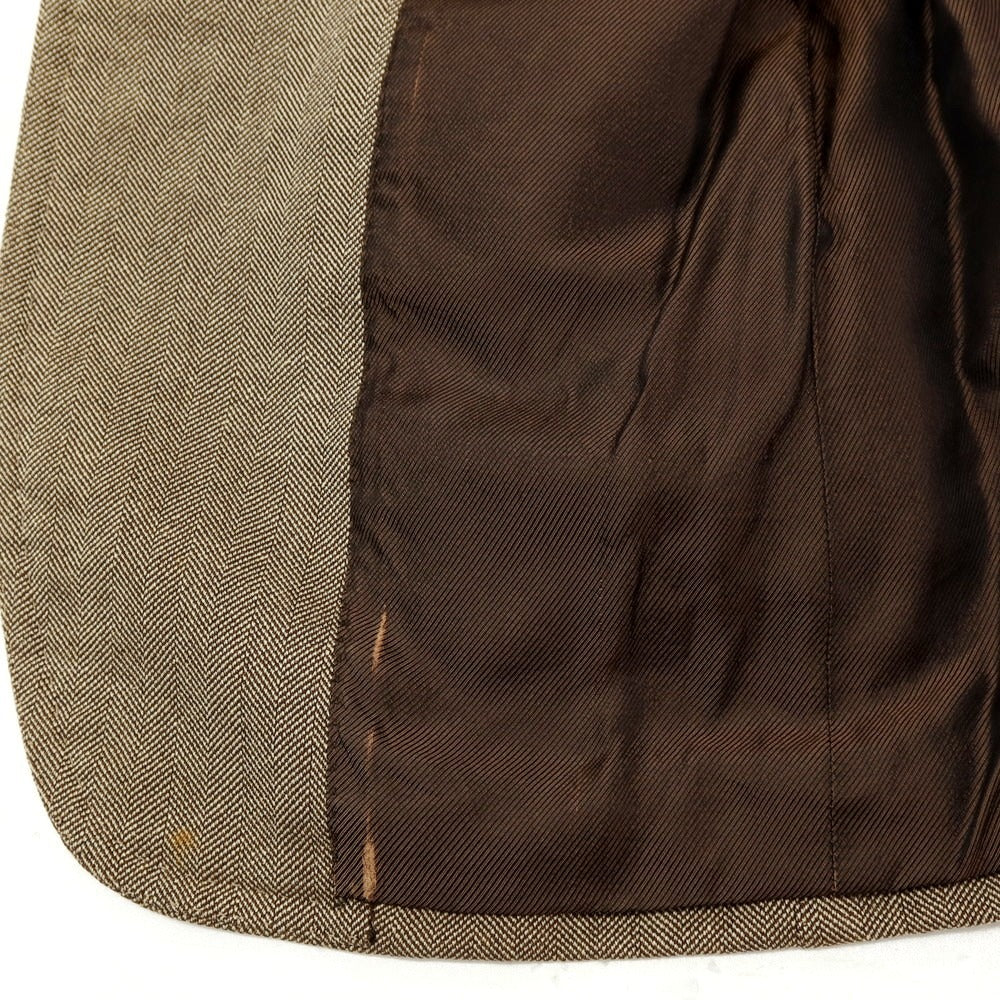 【中古】サルトリア アットリーニ Sartoria Attolini ウールシルク ヘリンボーン 3B テーラードジャケット ベージュ【サイズ44】【 状態ランクC 】【 メンズ 】