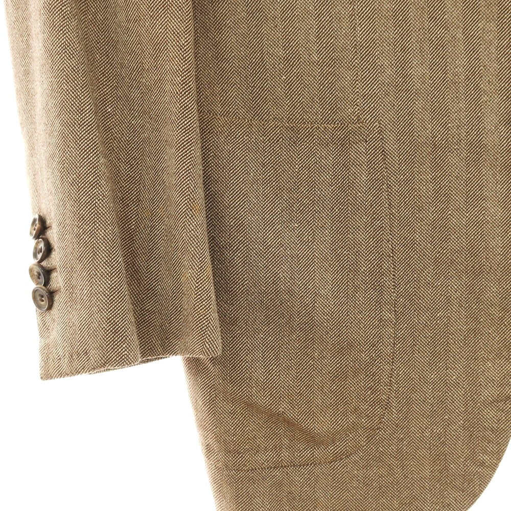 【中古】サルトリア アットリーニ Sartoria Attolini ウールシルク ヘリンボーン 3B テーラードジャケット ベージュ【サイズ44】【 状態ランクC 】【 メンズ 】