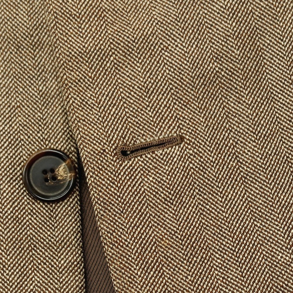 【中古】サルトリア アットリーニ Sartoria Attolini ウールシルク ヘリンボーン 3B テーラードジャケット ベージュ【サイズ44】【 状態ランクC 】【 メンズ 】