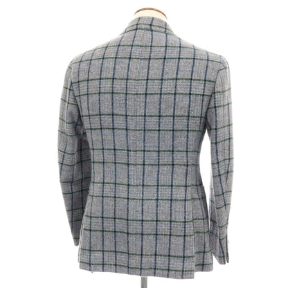 【中古】スティレ ラティーノ STILE LATINO ウール系 チェック 2B テーラードジャケット ブルーグレーxグリーン【 46 DROP 8R 】【 状態ランクB 】【 メンズ 】 []