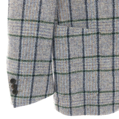 【中古】スティレ ラティーノ STILE LATINO ウール系 チェック 2B テーラードジャケット ブルーグレーxグリーン【 46 DROP 8R 】【 状態ランクB 】【 メンズ 】 []