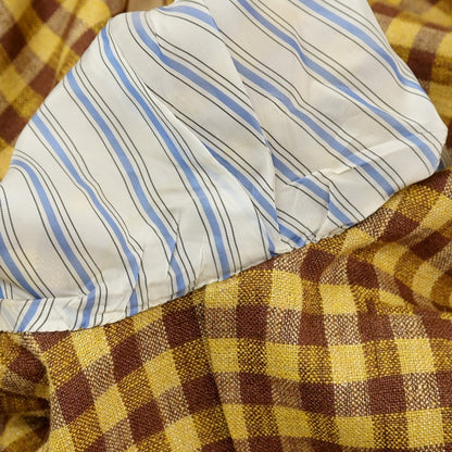 【中古】カルーゾ CARUSO シルクリネンナイロン チェック 3B テーラードジャケット イエローxブラウン【サイズ46】【 状態ランクB 】【 メンズ 】