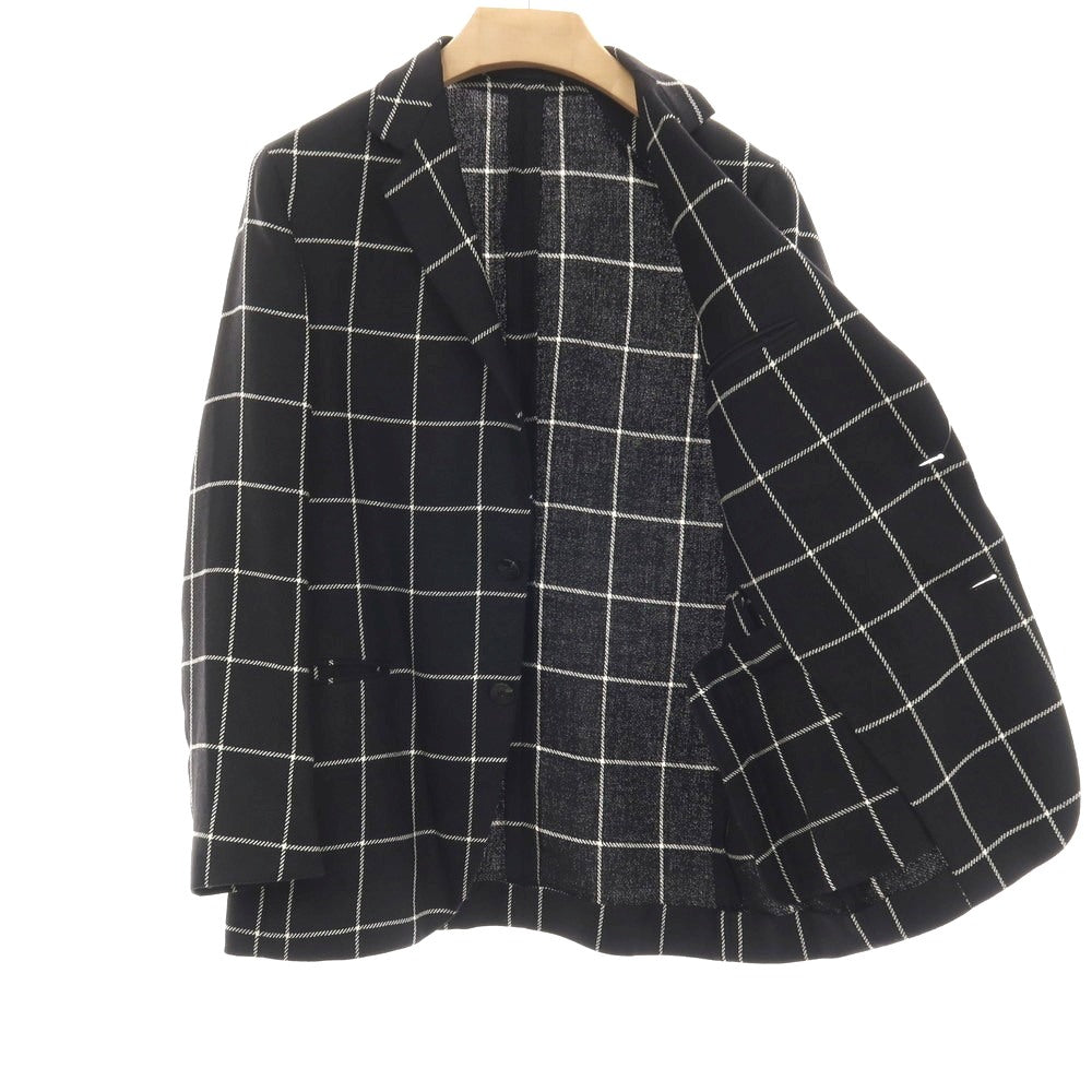 【中古】カルーゾ CARUSO ウールリネン ウィンドウペーンチェック 2B テーラードジャケット ブラックxホワイト【サイズ46】【 状態ランクA 】【 メンズ 】