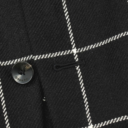 【中古】カルーゾ CARUSO ウールリネン ウィンドウペーンチェック 2B テーラードジャケット ブラックxホワイト【サイズ46】【 状態ランクA 】【 メンズ 】