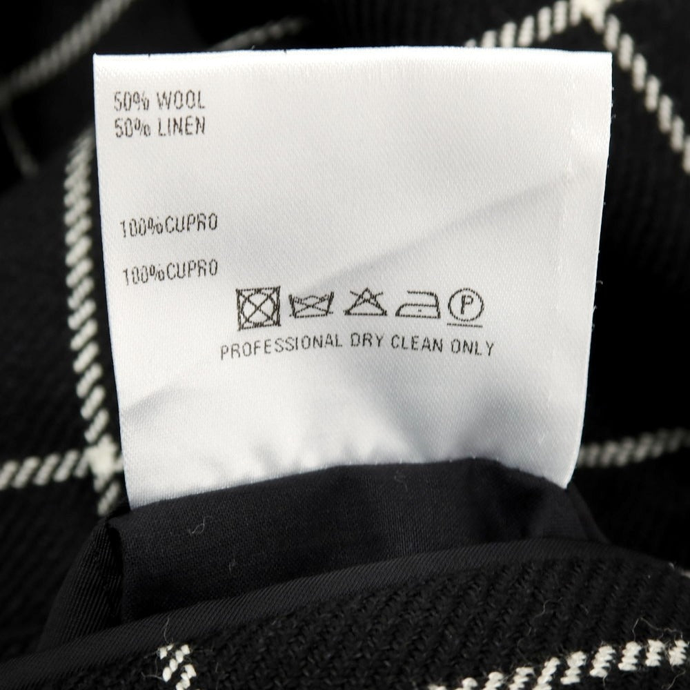 【中古】カルーゾ CARUSO ウールリネン ウィンドウペーンチェック 2B テーラードジャケット ブラックxホワイト【サイズ46】【 状態ランクA 】【 メンズ 】