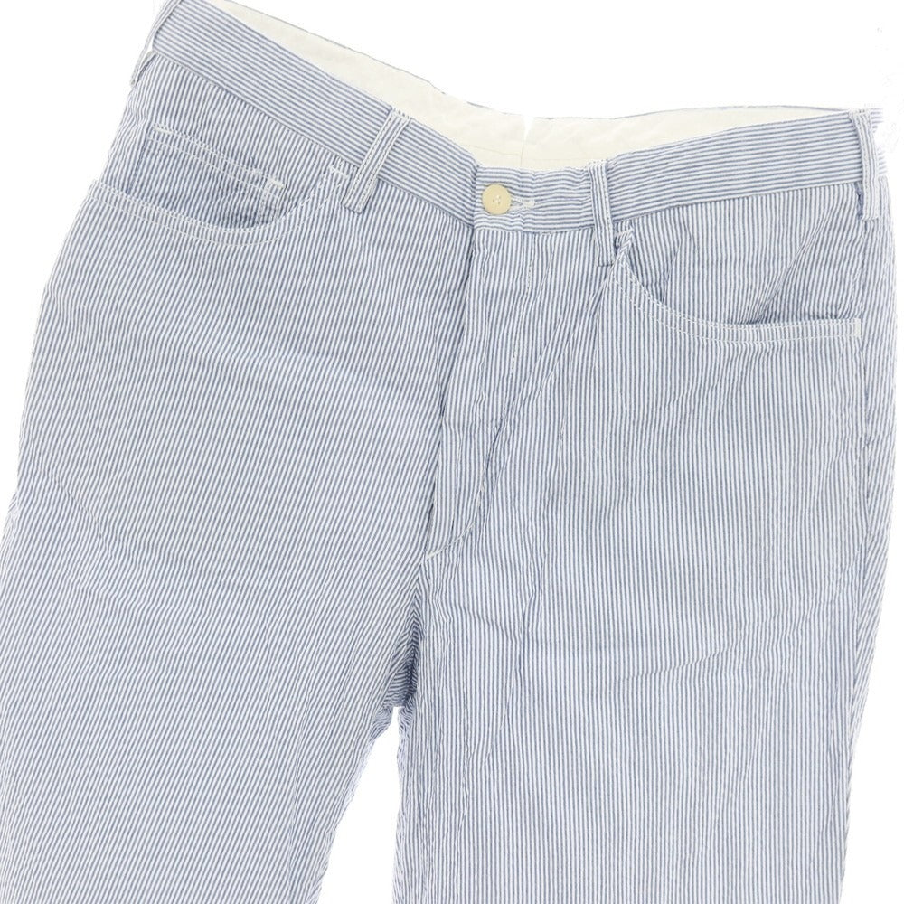 【中古】ロータスポーツ ROTA SPORTS コットンポリウレタン シアサッカー ストライプ カジュアルスラックスパンツ ブルーxホワイト【サイズ3】【 状態ランクC 】【 メンズ 】