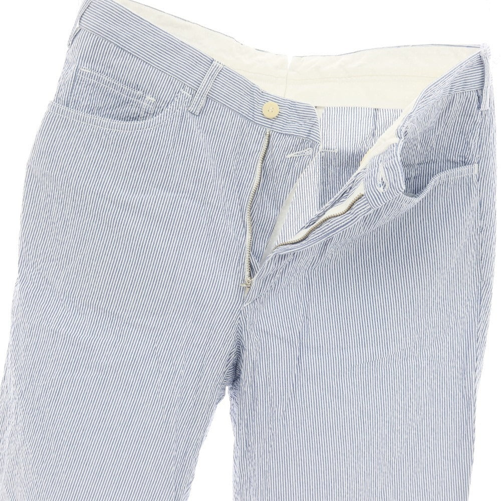 【中古】ロータスポーツ ROTA SPORTS コットンポリウレタン シアサッカー ストライプ カジュアルスラックスパンツ ブルーxホワイト【サイズ3】【 状態ランクC 】【 メンズ 】