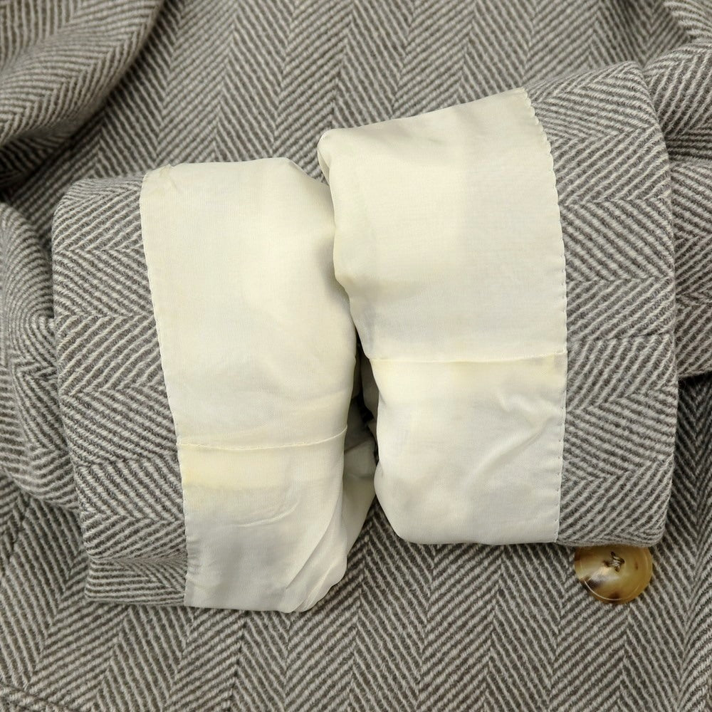 【中古】タキザワ シゲル Takizawa Shigeru Ondata ウールカシミヤ ヘリンボーン チェスターフィールドコート グレー【サイズ表記なし（S位）】【 状態ランクC 】【 メンズ 】