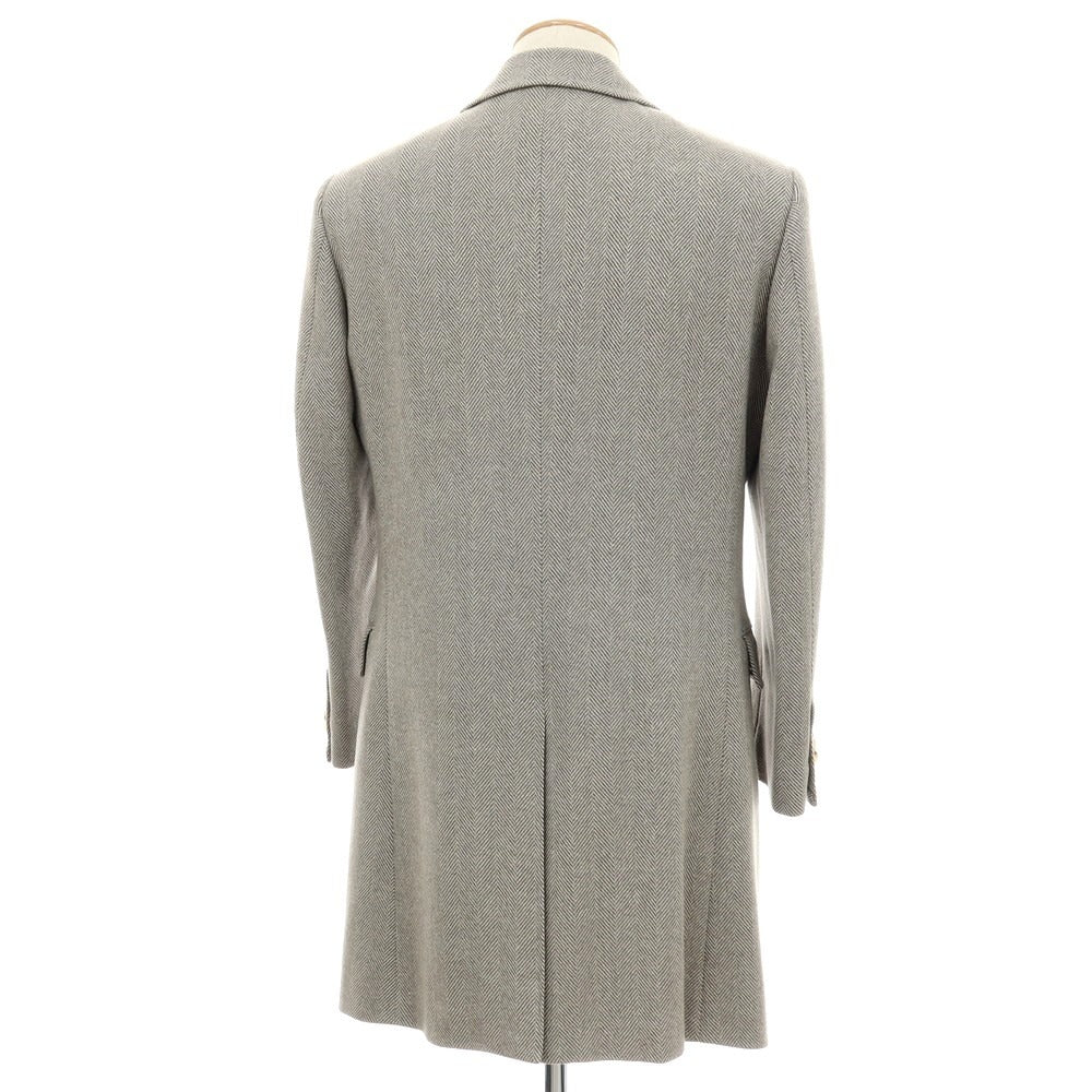 【中古】タキザワ シゲル Takizawa Shigeru Ondata ウールカシミヤ ヘリンボーン チェスターフィールドコート グレー【サイズ表記なし（S位）】【 状態ランクC 】【 メンズ 】