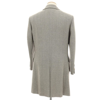 【中古】タキザワ シゲル Takizawa Shigeru Ondata ウールカシミヤ ヘリンボーン チェスターフィールドコート グレー【サイズ表記なし（S位）】【 状態ランクC 】【 メンズ 】