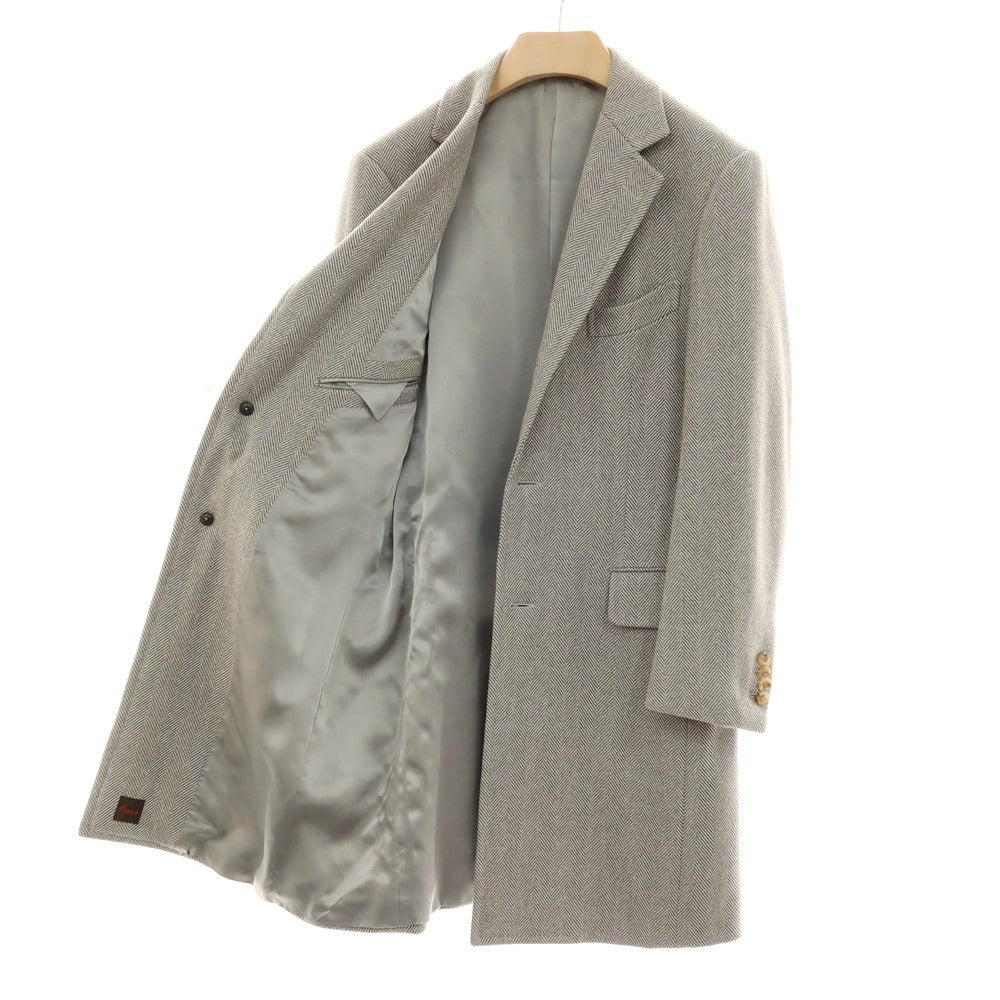 【中古】タキザワ シゲル Takizawa Shigeru Ondata ウールカシミヤ ヘリンボーン チェスターフィールドコート グレー【サイズ表記なし（S位）】【 状態ランクC 】【 メンズ 】
