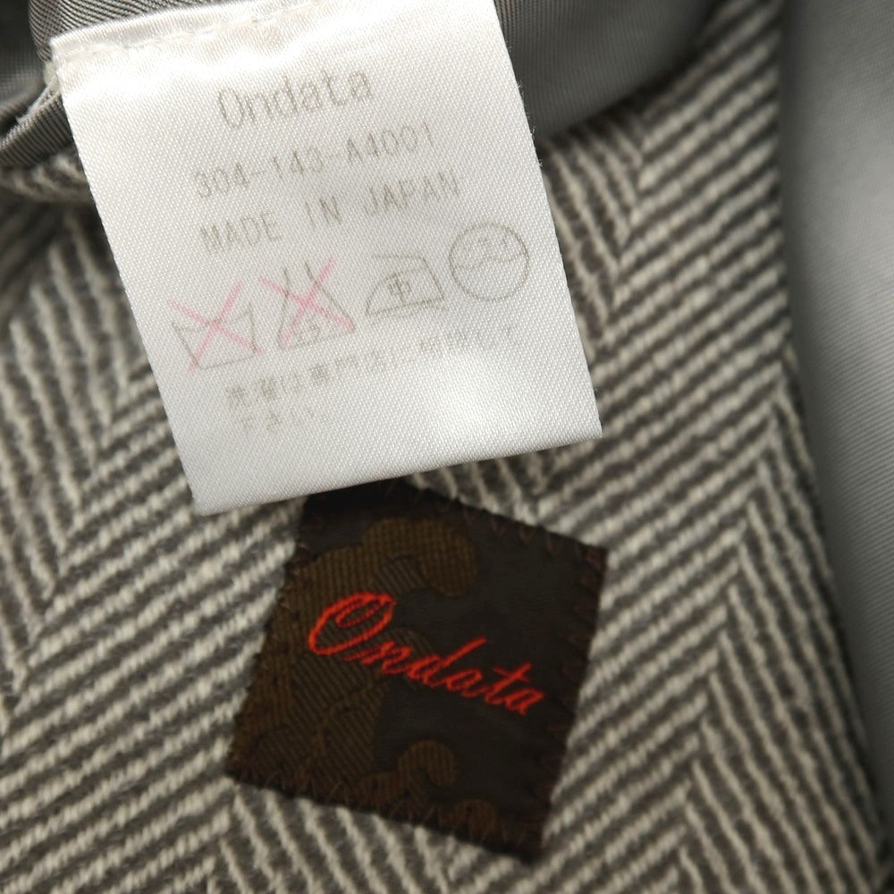 【中古】タキザワ シゲル Takizawa Shigeru Ondata ウールカシミヤ ヘリンボーン チェスターフィールドコート グレー【サイズ表記なし（S位）】【 状態ランクC 】【 メンズ 】