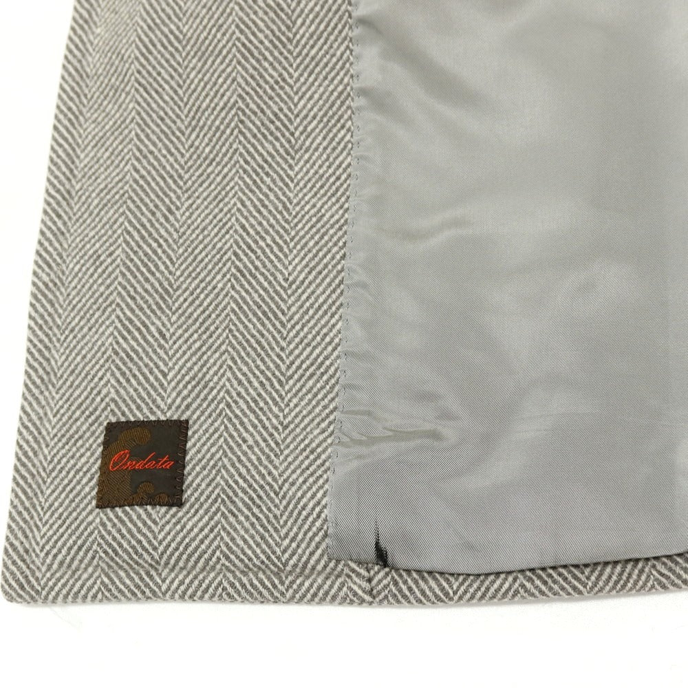 【中古】タキザワ シゲル Takizawa Shigeru Ondata ウールカシミヤ ヘリンボーン チェスターフィールドコート グレー【サイズ表記なし（S位）】【 状態ランクC 】【 メンズ 】