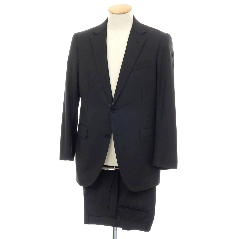 【中古】バーバリーロンドン BURBERRY LONDON ウール ストライプ 2つボタンスーツ ブラック【 サイズ36 】【 状態ランクC 】【 メンズ 】 [APD]